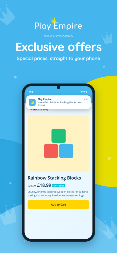 Store panel: exclusive offers, showing an offer notification